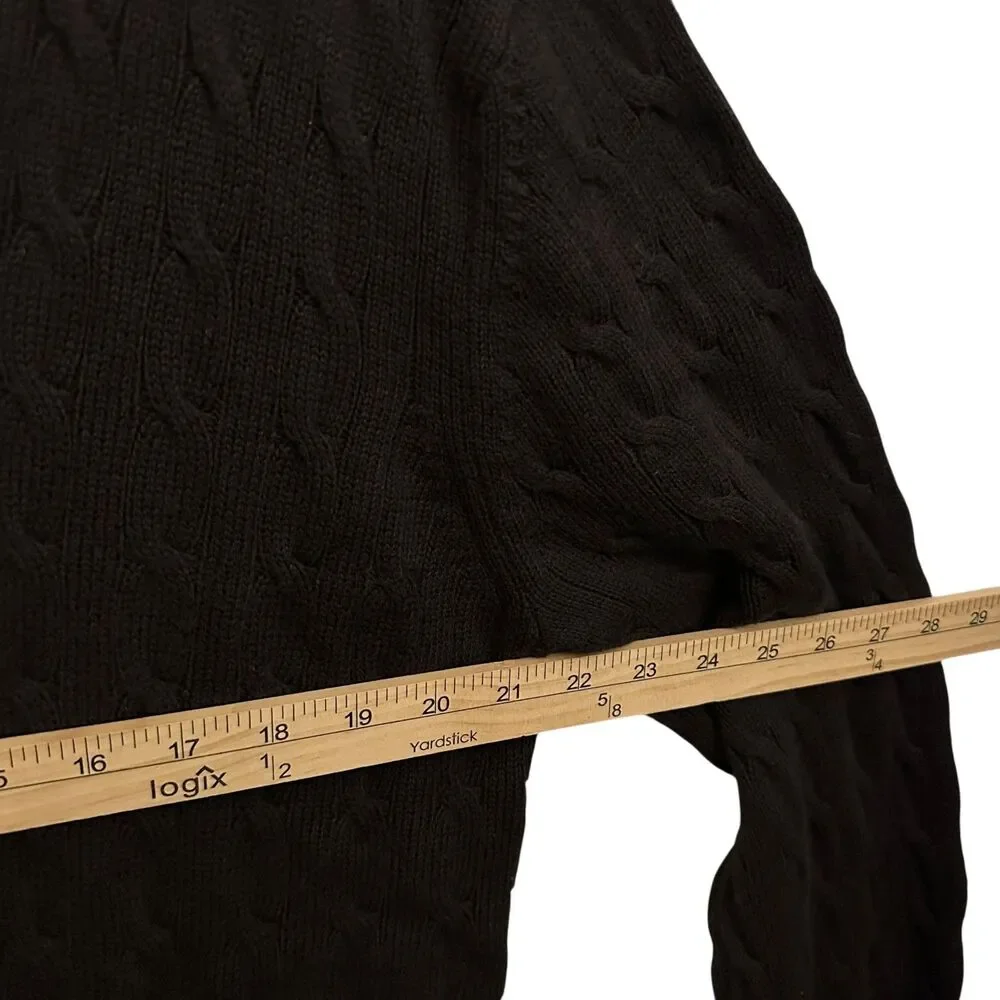 Banana Republic Men's Dark Brown 1/4 Zip Cotton Cableknit Sweater Size‎ XL